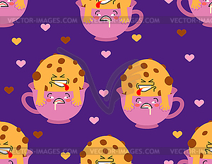 Cookies and coffee sex pattern seamless. - vector clipart