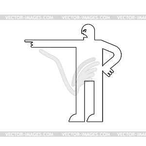 Aggressive man points his finger and shouts - vector image