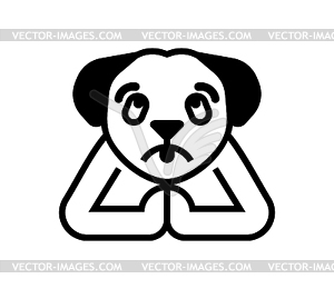 Dog is praying. dog asks and folded its paws in - stock vector clipart