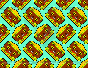 Burger cat cartoon pattern seamless. Hamburger cat - vector image