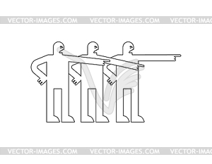 Люди ругаются и показывают пальцами. Ненавистники и издевательства - рисунок в векторном формате