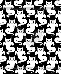 Ghost cat pattern seamless. pet spook cartoon - vector image