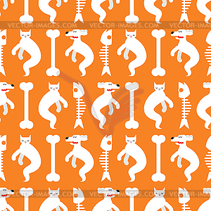 Cat and dog Ghost pattern seamless. pets spook - vector clipart