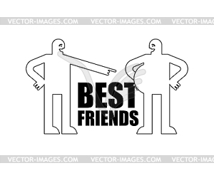 Best friends. friendly joke. Two fat men laugh at - vector clip art