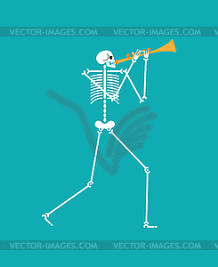 Скелет музыканта с флейтой. Оркестр смерти. - клипарт в векторе