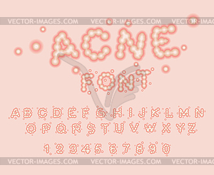 Acne font. Pimple letters. Allergy letters. ABC - vector image