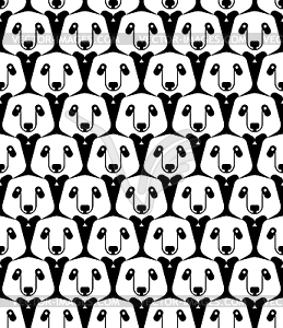 Panda black and white pattern seamless. Pandas - vector clipart