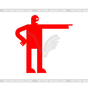 Aggressive man points his finger and shouts - royalty-free vector image