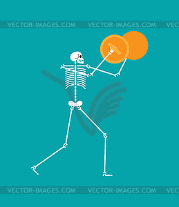 Skeleton musician with cymbals. Death Orchestra. - vector image