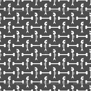 Bone and fish skeleton pattern seamless. Leftovers - vector image