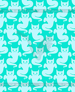 Ghost cat pattern seamless. pet spook cartoon - vector clipart