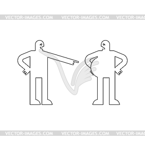 Guy laughs at fat young man. Shame fat people - royalty-free vector image