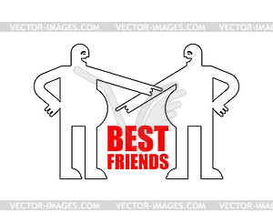 Best friends. friendly joke. Two fat men laugh at - vector EPS clipart