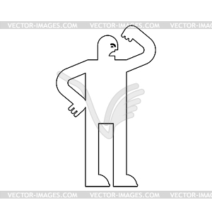 Man swears and waves his fists. Getting ready for - vector image