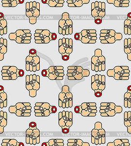 Рисунок кулака бесшовный. Фон кулаков. текстура - изображение векторного клипарта