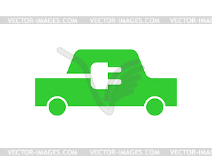 Charging for electric car sign. Green eco energy - vector image