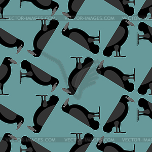 Black Raven Pattern seamless . Black crow - vector clipart