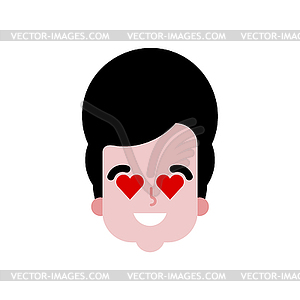 Enamored human. man in love. Guy with hearts in - vector clipart