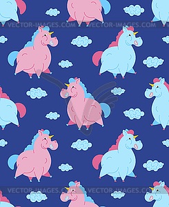 Fat Unicorn Pattern seamless. fleshy mythical anima - royalty-free vector image