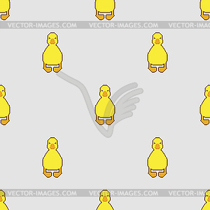 Duckling Pixel art Pattern seamless . little duck - vector image