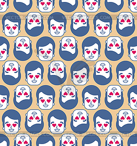 Enamored human Pattern seamless . man in love - vector clipart