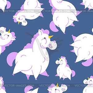 Fat Unicorn Pattern seamless. fleshy mythical anima - vector image