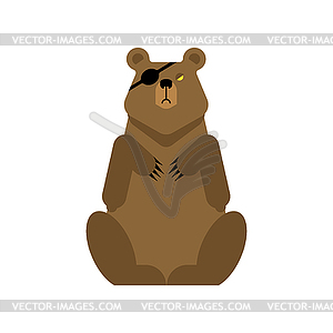 Bear with an eye patch. One-eyed predator. - vector image