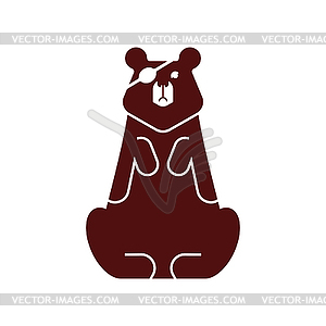 Bear with an eye patch. One-eyed predator. - vector clipart