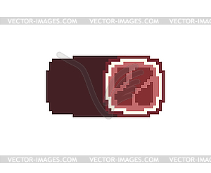 Jerky dry-cured sausage Pixel art. 8 bit sujuk - vector image