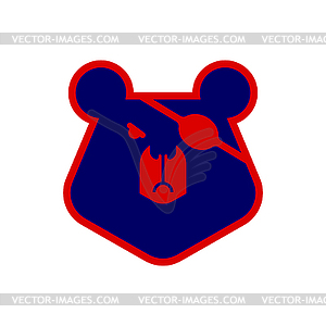 Bear with an eye patch. One-eyed predator. - vector clipart