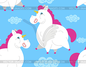 Fat Unicorn Pattern seamless. fleshy mythical anima - royalty-free vector image