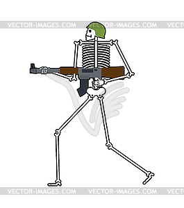 Skeleton with gun. Deadly Soldier . Сoncept of army - vector clip art