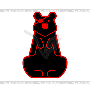 Bear with an eye patch. One-eyed predator. - vector image
