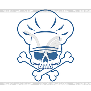 Skull Chef sign. Death kitchener symbol. - vector image