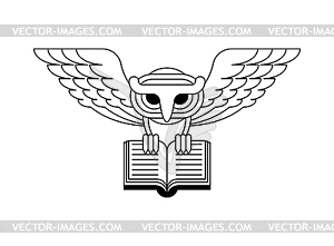 Owl and book. eagle-owl with open book - vector clip art