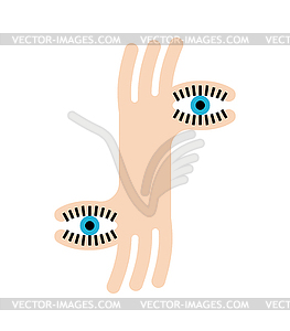 Finger eye. binoculars hand gesture - vector image