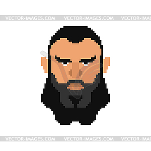 Brutal face man Pixel art gigachad. 8 bit - vector image