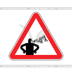 Attention Swear. Caution cursing. Warning yellow - vector clipart