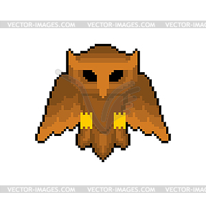 Пиксельная графика совы. 8-битный орел-ай. пикселизированный l - векторный дизайн
