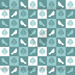 Birds and leaves geometric pattern seamless. Baby - vector image
