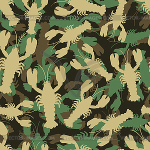 Crayfish army pattern seamless. Sea animal with - vector clip art