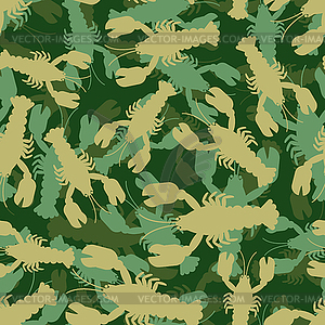 Crayfish army pattern seamless. Sea animal with - vector clip art