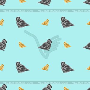 Sparrow pattern seamless. Small bird background. - vector image