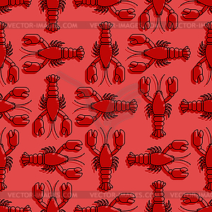 Crayfish pattern seamless. Sea animal with claws - stock vector clipart