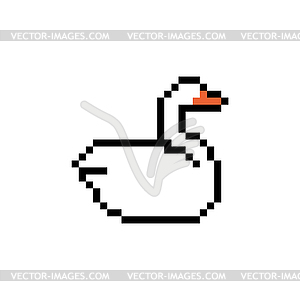 White swan pixel art. 8 bit pixelated - vector clip art