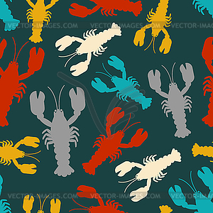 Crayfish pattern seamless. Sea animal with claws - vector clip art