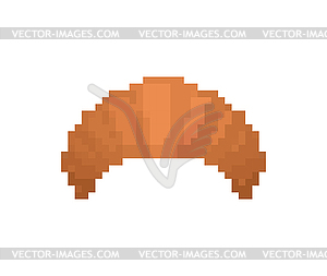 Croissant pixel art. 8 bit bagel pixelated - vector clipart