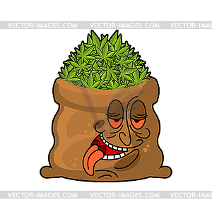 Bag of marijuana cartoon . cannabis leaf - vector EPS clipart