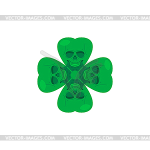 Skull clover. Four leaf clover for good luck with - vector image