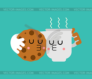 Coffee and cookies couple. Best friends concept - vector clipart